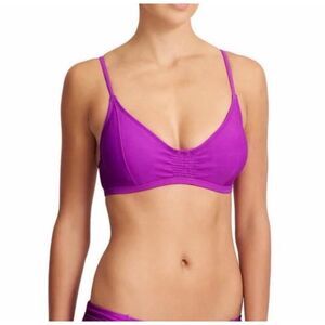 Athleta 38 B/C M Smocked Jazzy Purple Bikini Top Swim 38B 38C Beach Pool